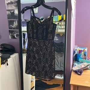 Black lace corset mini dress